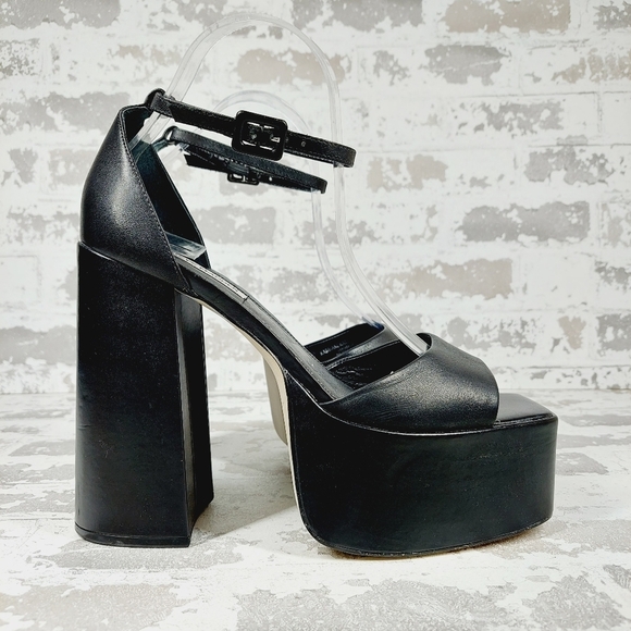 NEW Steve Madden Kassiani Black Slip On Ankle Strap Platform Sandals W497 - Picture 5 of 14